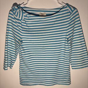 KATE SPADE  Striped Top Breton bow 3/4 sleeves Blue . Sz S